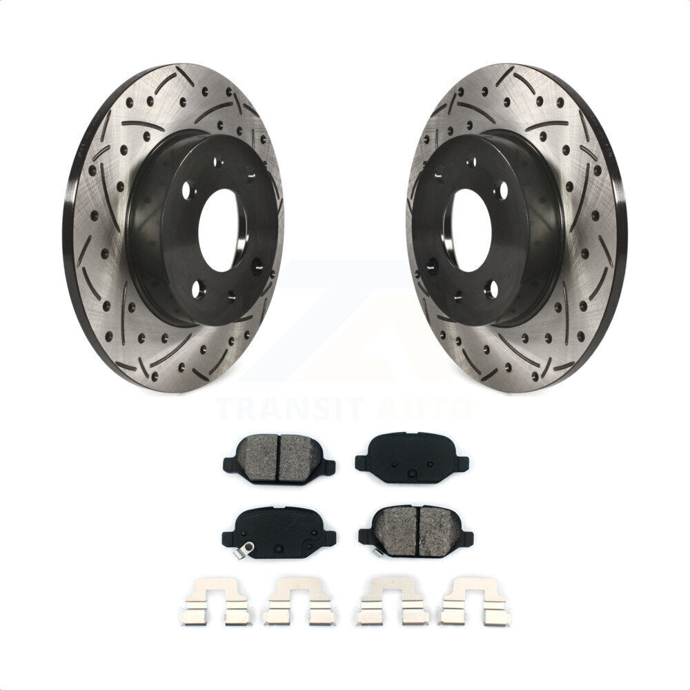 Rear Coated Drilled Slotted Disc Brake Rotors And Semi-Metallic Pads Kit For Fiat 500 KDS-100480 by Transit Auto