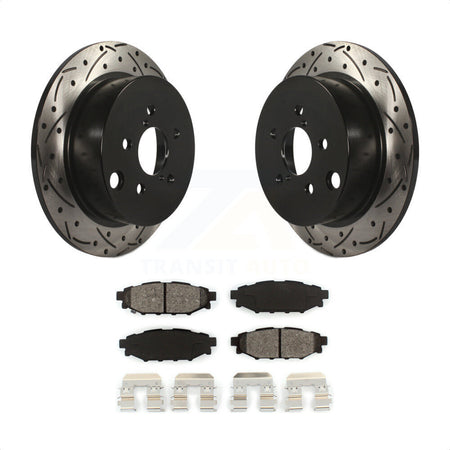 Rear Coated Drilled Slotted Disc Brake Rotors And Semi-Metallic Pads Kit For Subaru Forester Impreza Crosstrek XV KDS-100484 by Transit Auto