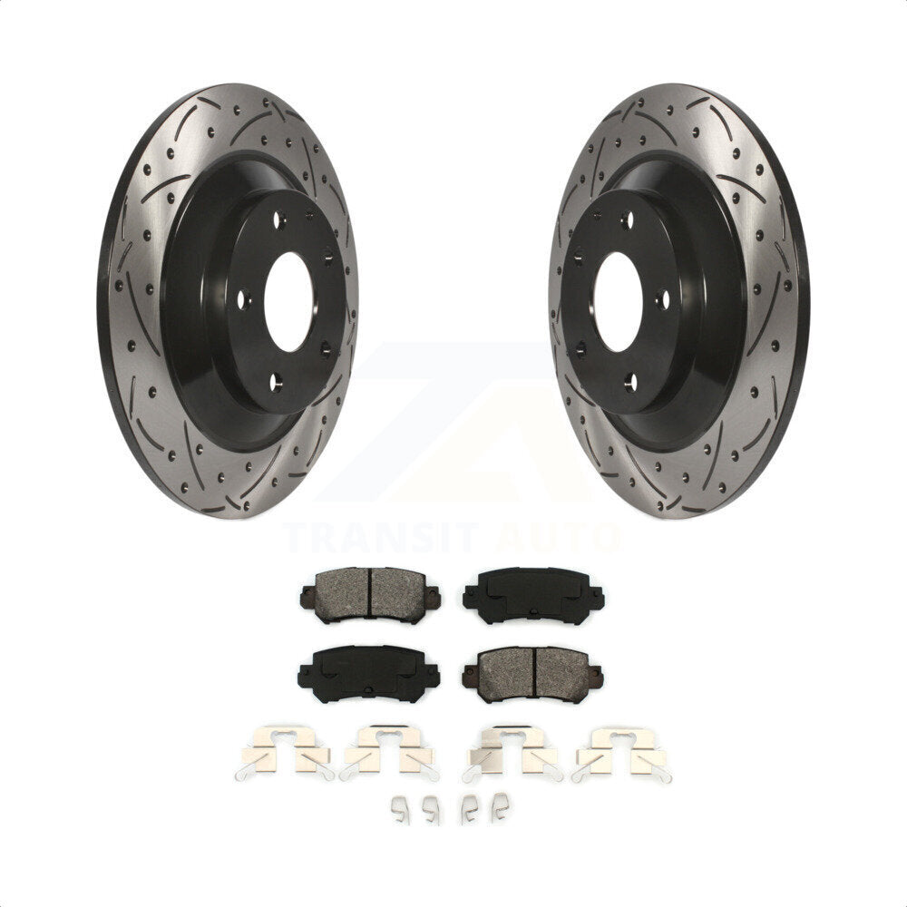 Rear Coated Drilled Slotted Disc Brake Rotors And Semi-Metallic Pads Kit For Mazda CX-5 KDS-100486 by Transit Auto