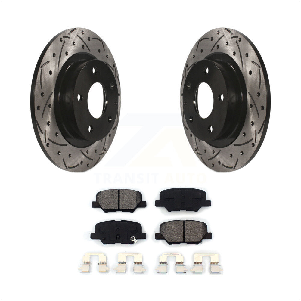 Rear Coated Drilled Slotted Disc Brake Rotors And Semi-Metallic Pads Kit For 2014-2015 Mazda 6 KDS-100487 by Transit Auto