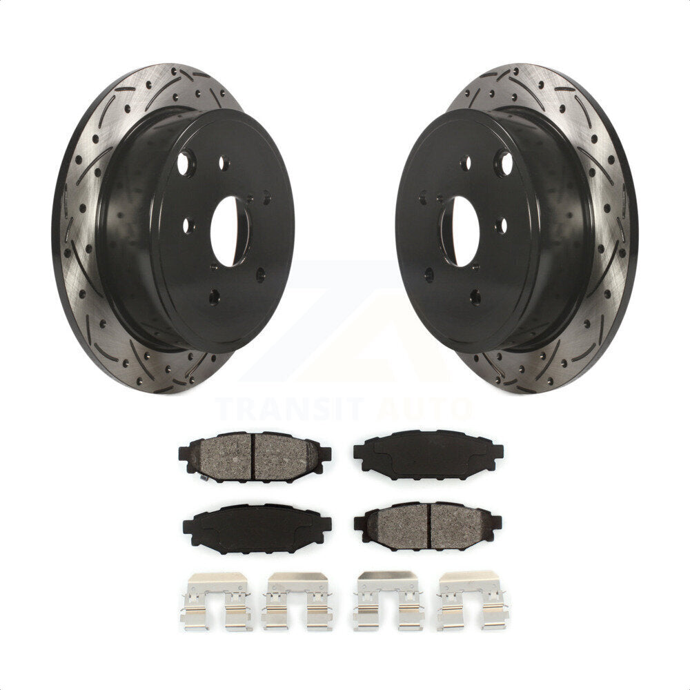 Rear Coated Drilled Slotted Disc Brake Rotors And Semi-Metallic Pads Kit For Subaru WRX KDS-100496 by Transit Auto