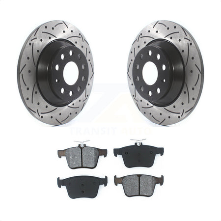 Rear Coated Drilled Slotted Disc Brake Rotors And Semi-Metallic Pads Kit For Volkswagen Tiguan Jetta Audi TT Quattro KDS-100514 by Transit Auto