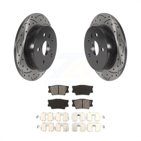 Rear Coated Drilled Slotted Disc Brake Rotors And Semi-Metallic Pads Kit For Toyota Camry KDS-100597 by Transit Auto