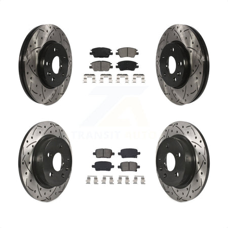 Front Rear Coated Drilled Slotted Disc Brake Rotors And Semi-Metallic Pads Kit For 2016 Chevrolet Cruze With 268mm Diameter Rotor KDS-100623 by Transit Auto