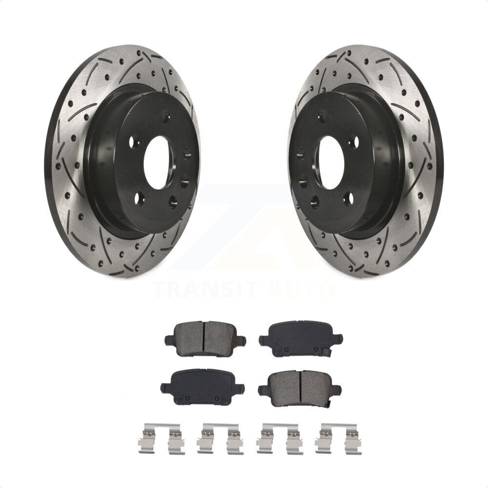 Rear Coated Drilled Slotted Disc Brake Rotors And Semi-Metallic Pads Kit For 2016 Chevrolet Cruze With 268mm Diameter Rotor KDS-100650 by Transit Auto