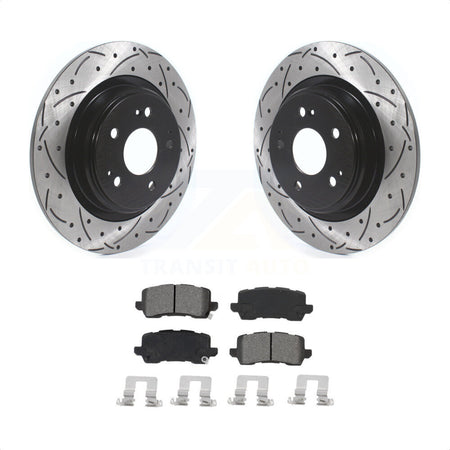 Rear Coated Drilled Slotted Disc Brake Rotors And Semi-Metallic Pads Kit For 2017-2020 Acura MDX KDS-100658 by Transit Auto