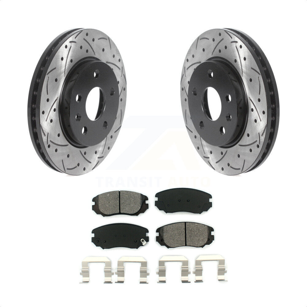 Front Coated Drilled Slotted Disc Brake Rotors And Semi-Metallic Pads Kit For Chevrolet Malibu Buick LaCrosse Regal Limited KDS-100663 by Transit Auto