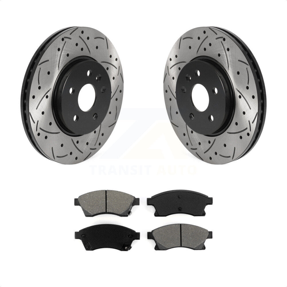 Front Coated Drilled Slotted Disc Brake Rotors And Semi-Metallic Pads Kit For Chevrolet Buick Encore Trax Sonic KDS-100664 by Transit Auto