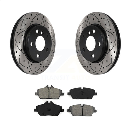 Front Coated Drilled Slotted Disc Brake Rotors And Semi-Metallic Pads Kit For Mini Cooper KDS-100704 by Transit Auto