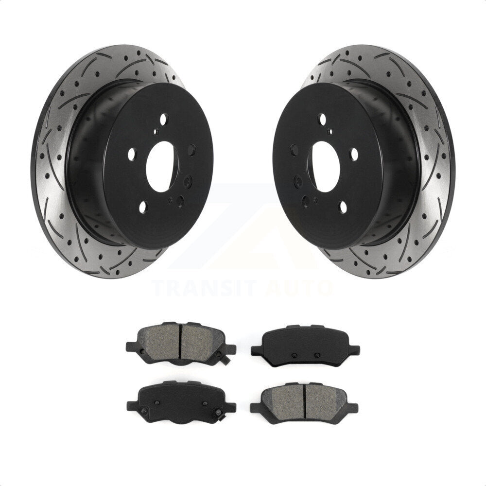 Rear Coated Drilled Slotted Disc Brake Rotors And Semi-Metallic Pads Kit For 2009-2016 Toyota Venza KDS-100812 by Transit Auto