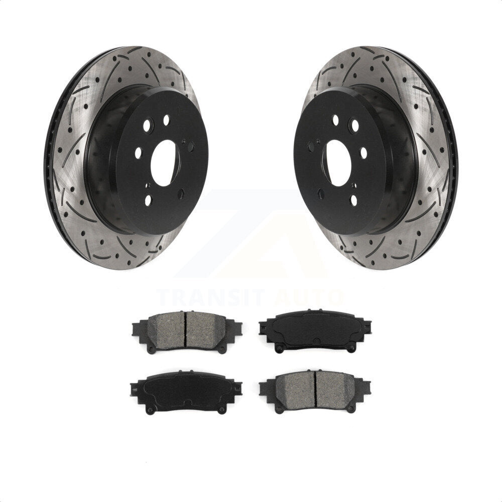 Rear Coated Drilled Slotted Disc Brake Rotors And Semi-Metallic Pads Kit For Lexus GS350 IS300 IS200t IS350 RC350 RC300 RC200t GS300 GS200t GS450h KDS-100819 by Transit Auto