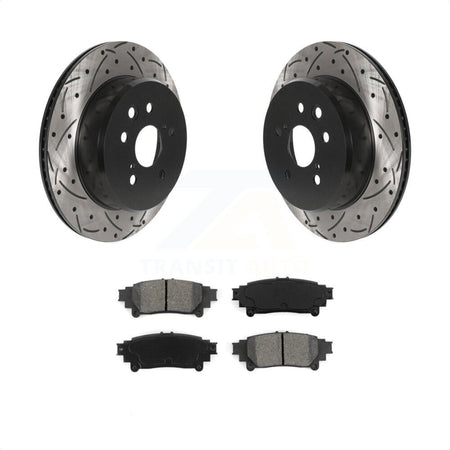 Rear Coated Drilled Slotted Disc Brake Rotors And Semi-Metallic Pads Kit For Lexus GS350 IS300 IS200t IS350 RC350 RC300 RC200t GS300 GS200t GS450h KDS-100819 by Transit Auto