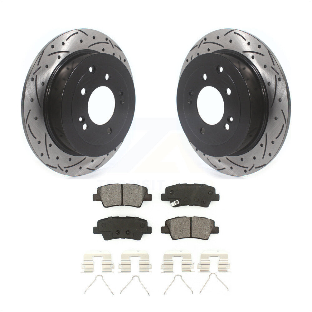 Rear Coated Drilled Slotted Disc Brake Rotors And Semi-Metallic Pads Kit For Hyundai Tucson Kia Sportage KDS-100831 by Transit Auto