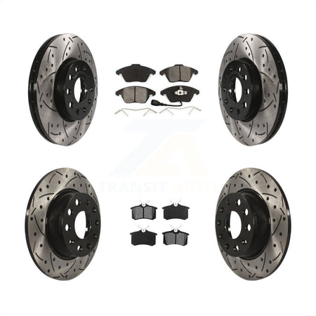 Front Rear Drilled Slot Brake Rotor Semi-Metallic Pad Kit For Volkswagen Beetle Base Sportline Highline Comfortline TDI With 272mm Diameter KDS-100853 by Transit Auto