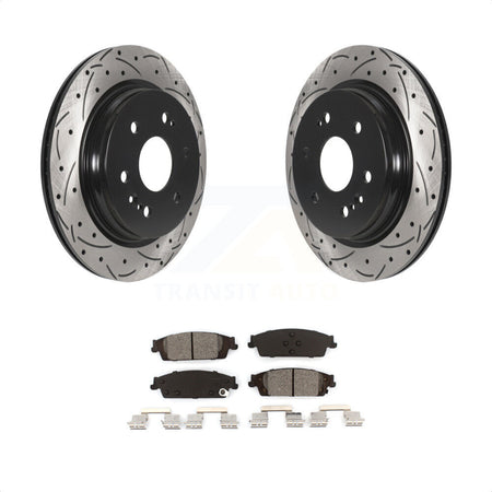 Rear Coated Drilled Slotted Disc Brake Rotors And Semi-Metallic Pads Kit For 2019-2019 Chevrolet Silverado 1500 LD GMC Sierra Limited With Electric Parking KDS-100898 by Transit Auto