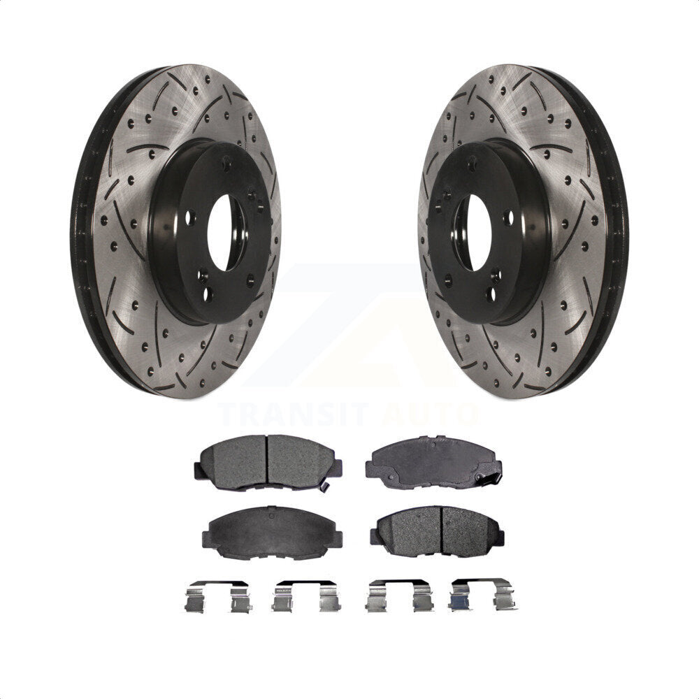 Front Coated Drilled Slotted Disc Brake Rotors And Ceramic Pads Kit For 2011 Honda Civic GX KDT-100062 by Transit Auto