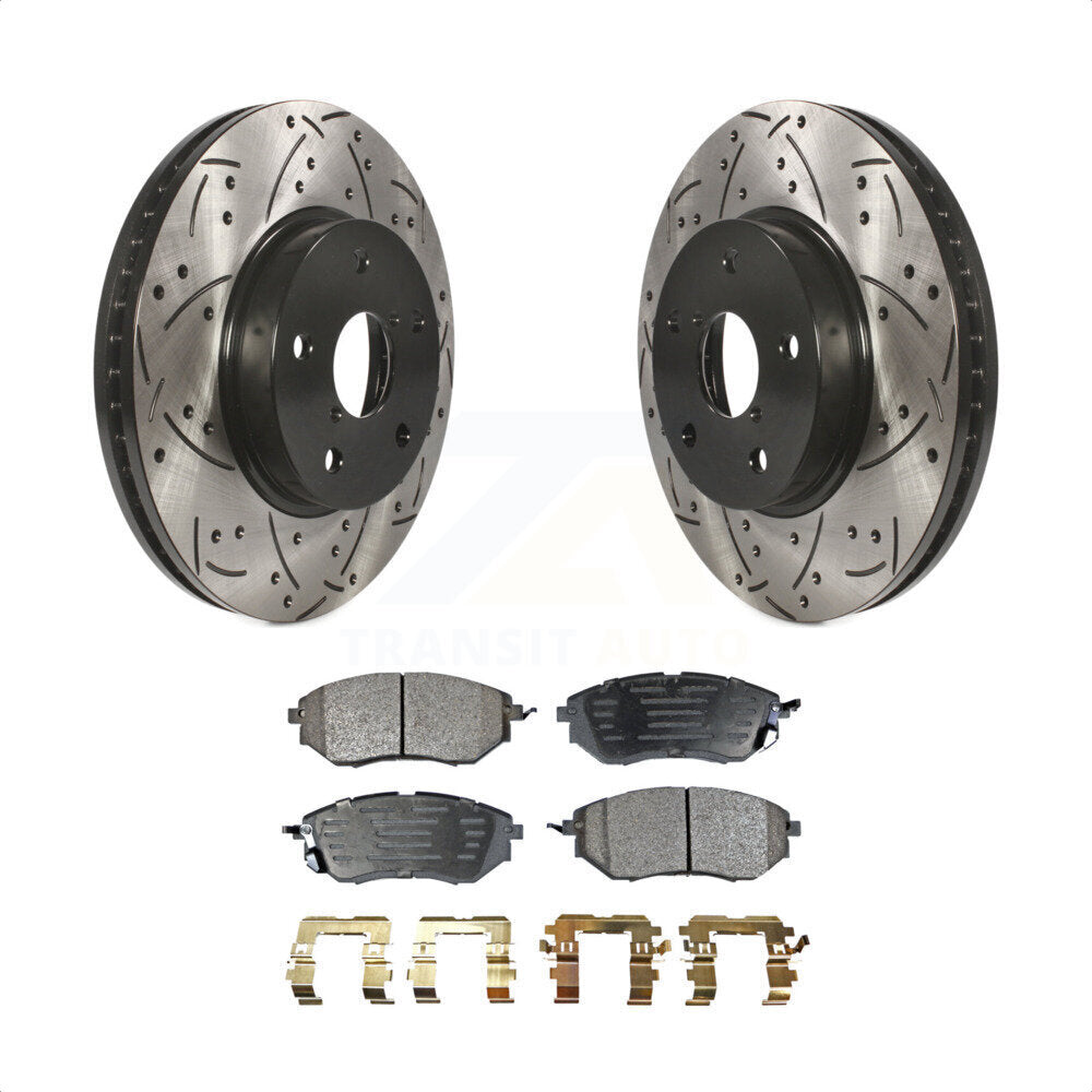 Front Coated Drilled Slotted Disc Brake Rotors And Ceramic Pads Kit For 2015 Subaru Legacy 2.5L KDT-100185 by Transit Auto