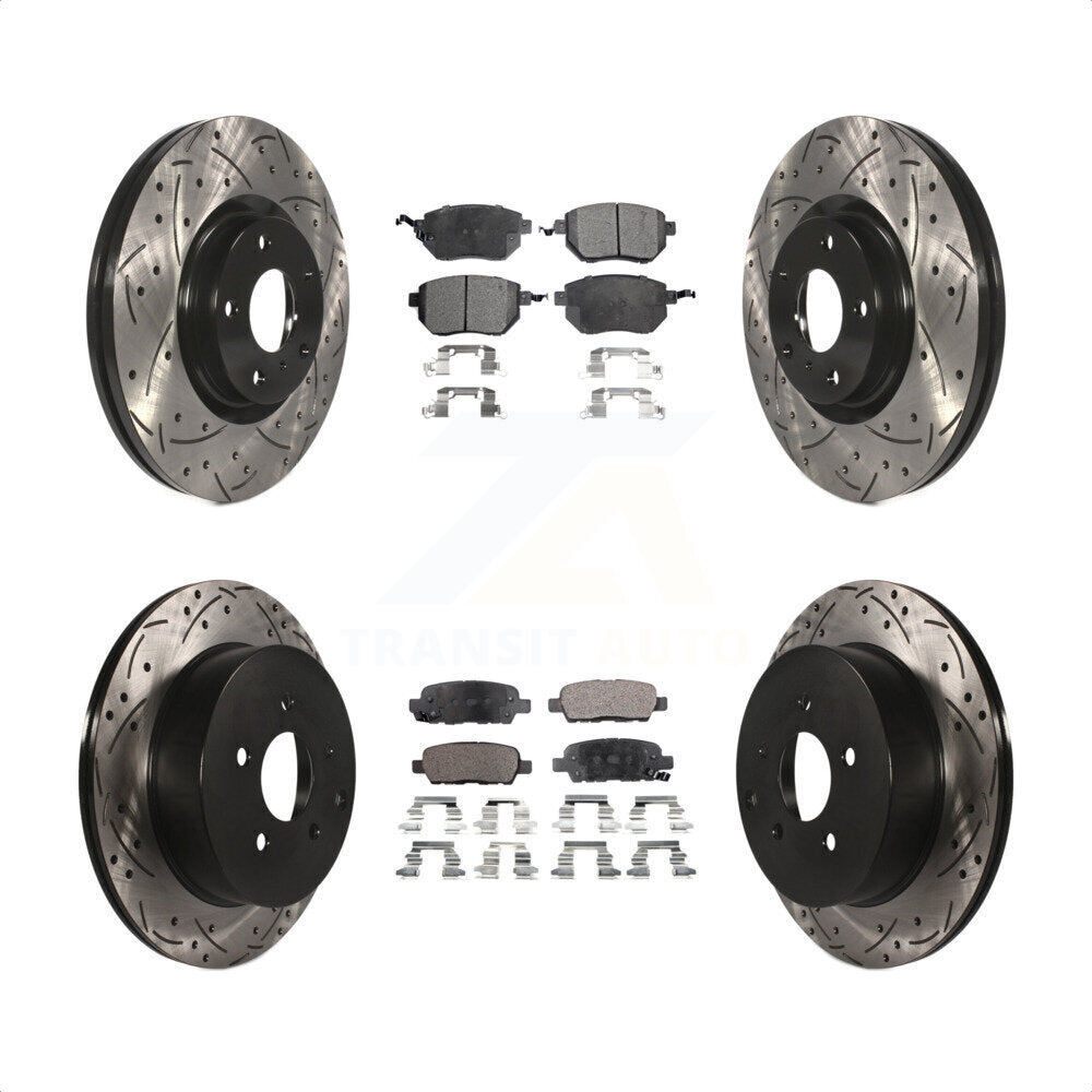 Front Rear Coated Drilled Slotted Disc Brake Rotors And Ceramic Pads Kit For Nissan Murano KDT-100288 by Transit Auto