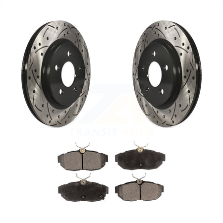 Rear Coated Drilled Slotted Disc Brake Rotors And Ceramic Pads Kit For Ford Mustang KDT-100448 by Transit Auto