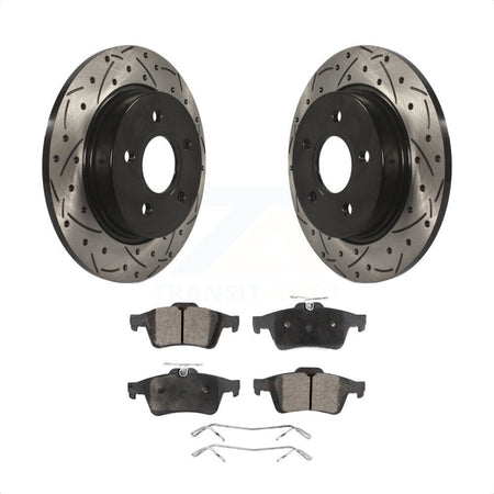 Rear Coated Drilled Slotted Disc Brake Rotors And Ceramic Pads Kit For Ford Focus KDT-100461 by Transit Auto