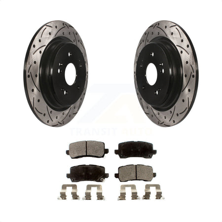 Rear Coated Drilled Slotted Disc Brake Rotors And Ceramic Pads Kit For 2015-2020 Acura TLX KDT-100564 by Transit Auto