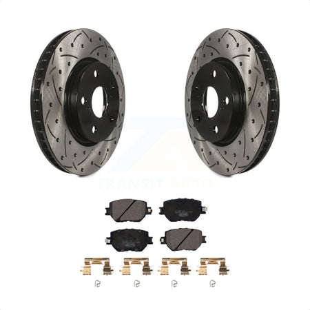 Front Coated Drilled Slotted Disc Brake Rotors And Ceramic Pads Kit For Lexus IS250 KDT-100619 by Transit Auto