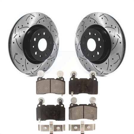 Front Coated Drilled Slotted Disc Brake Rotors And Ceramic Pads Kit For Cadillac CTS Chevrolet Camaro CT6 KDT-100631 by Transit Auto