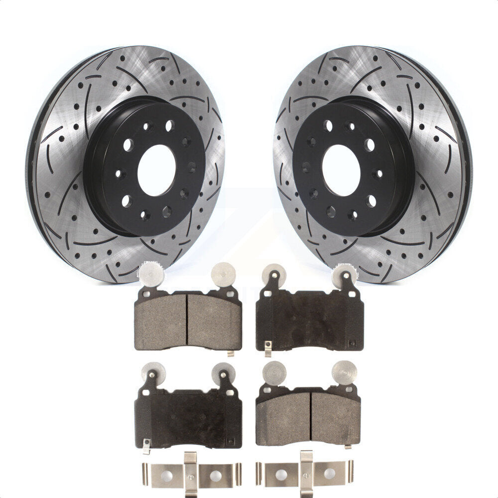 Front Coated Drilled Slotted Disc Brake Rotors And Ceramic Pads Kit For Cadillac CTS Chevrolet Camaro KDT-100636 by Transit Auto