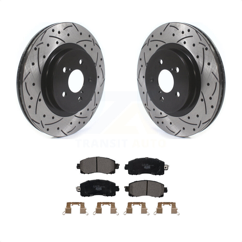 Front Coated Drilled Slotted Disc Brake Rotors And Ceramic Pads Kit For Subaru Crosstrek Impreza KDT-100654 by Transit Auto