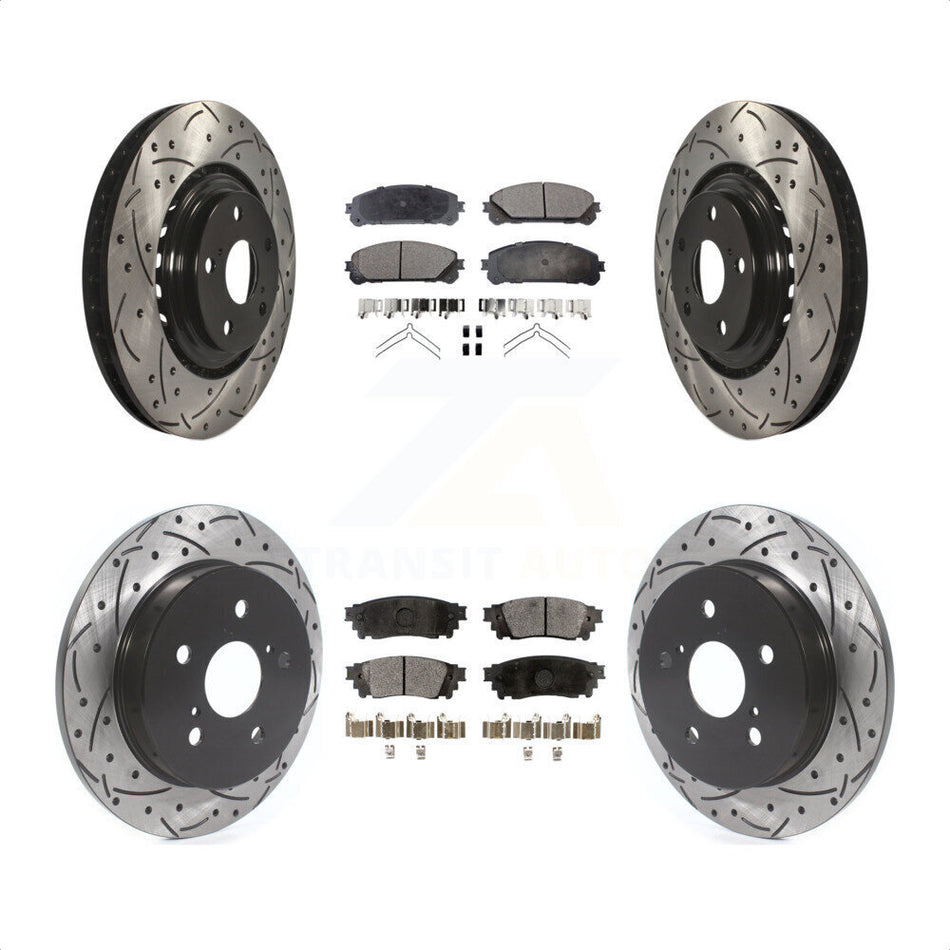 Front Rear Coated Drilled Slotted Disc Brake Rotors And Ceramic Pads Kit For Lexus NX200t NX300 NX300h KDT-100672 by Transit Auto