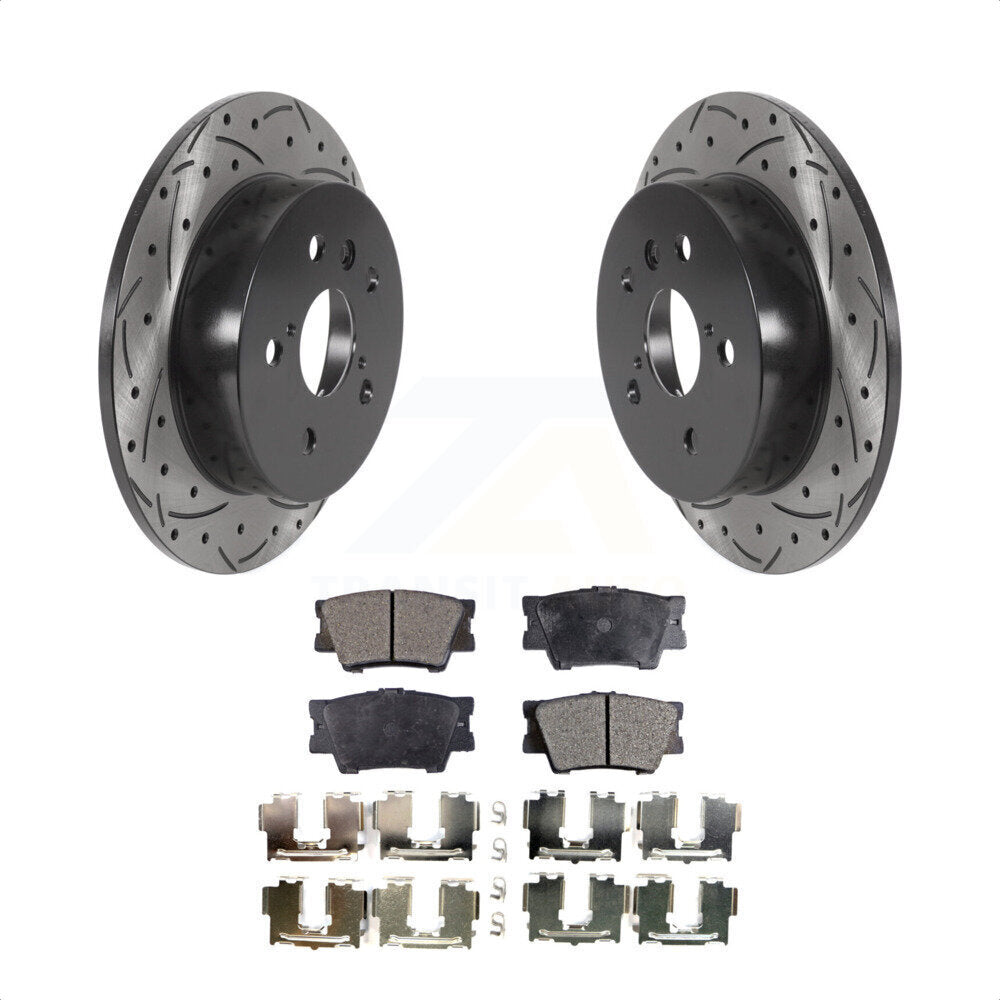 Rear Coated Drilled Slotted Disc Brake Rotors And Ceramic Pads Kit For Toyota Camry KDT-100712 by Transit Auto