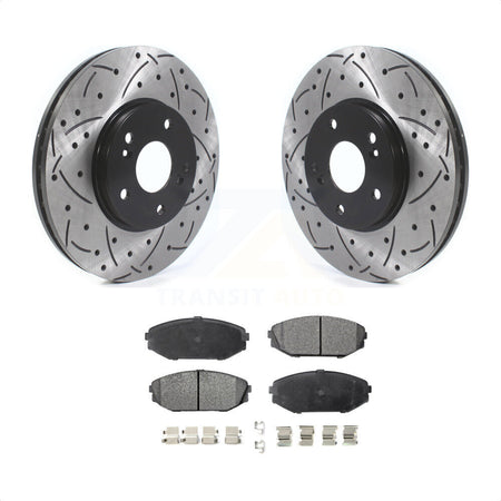 Front Coated Drilled Slotted Disc Brake Rotors And Ceramic Pads Kit For Honda Odyssey Acura MDX KDT-100768 by Transit Auto