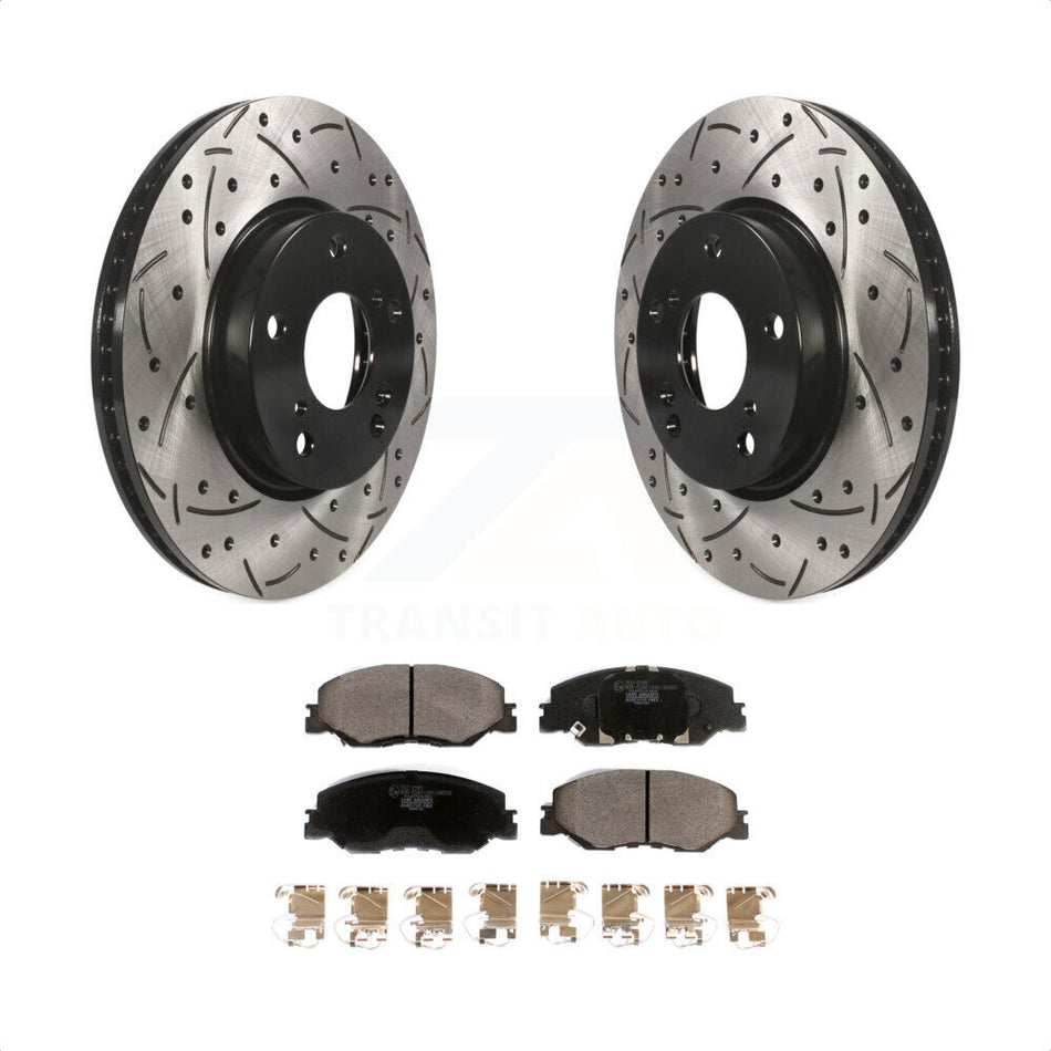 Front Coated Drilled Slotted Disc Brake Rotors And Ceramic Pads Kit For Honda Insight Civic KDT-100805 by Transit Auto