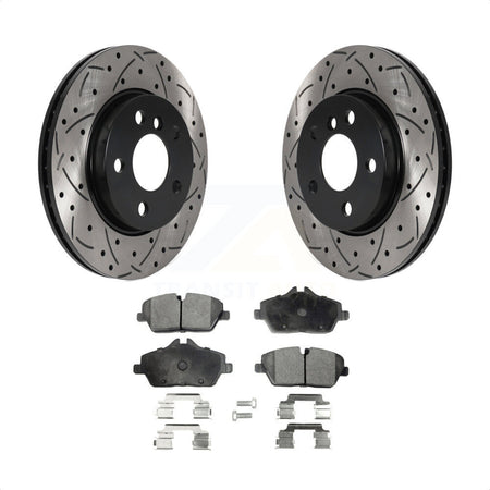 Front Coated Drilled Slotted Disc Brake Rotors And Ceramic Pads Kit For Mini Cooper KDT-100806 by Transit Auto