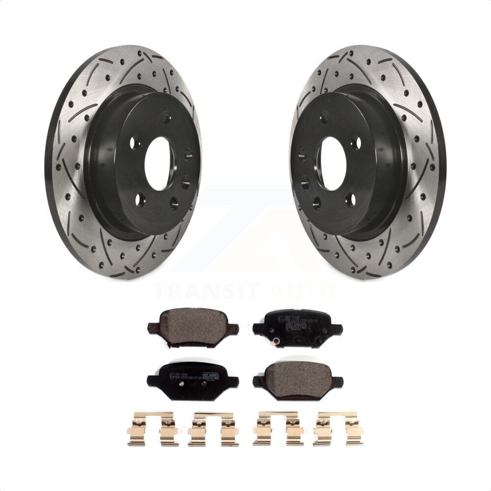 Rear Coated Drilled Slotted Disc Brake Rotors And Ceramic Pads Kit For 2018-2022 Chevrolet Trax Buick Encore KDT-100904 by Transit Auto