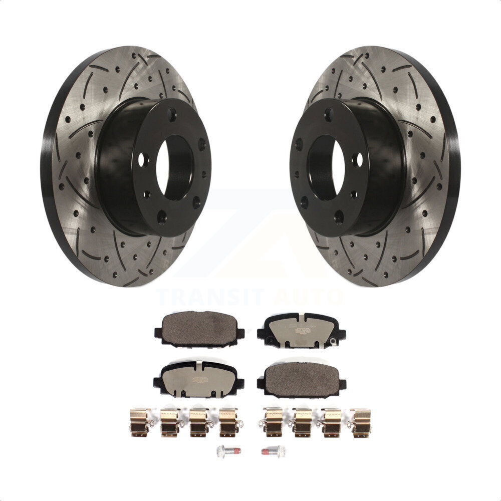 Rear Coated Drilled Slotted Disc Brake Rotors And Ceramic Pads Kit For Jeep Compass KDT-101103 by Transit Auto