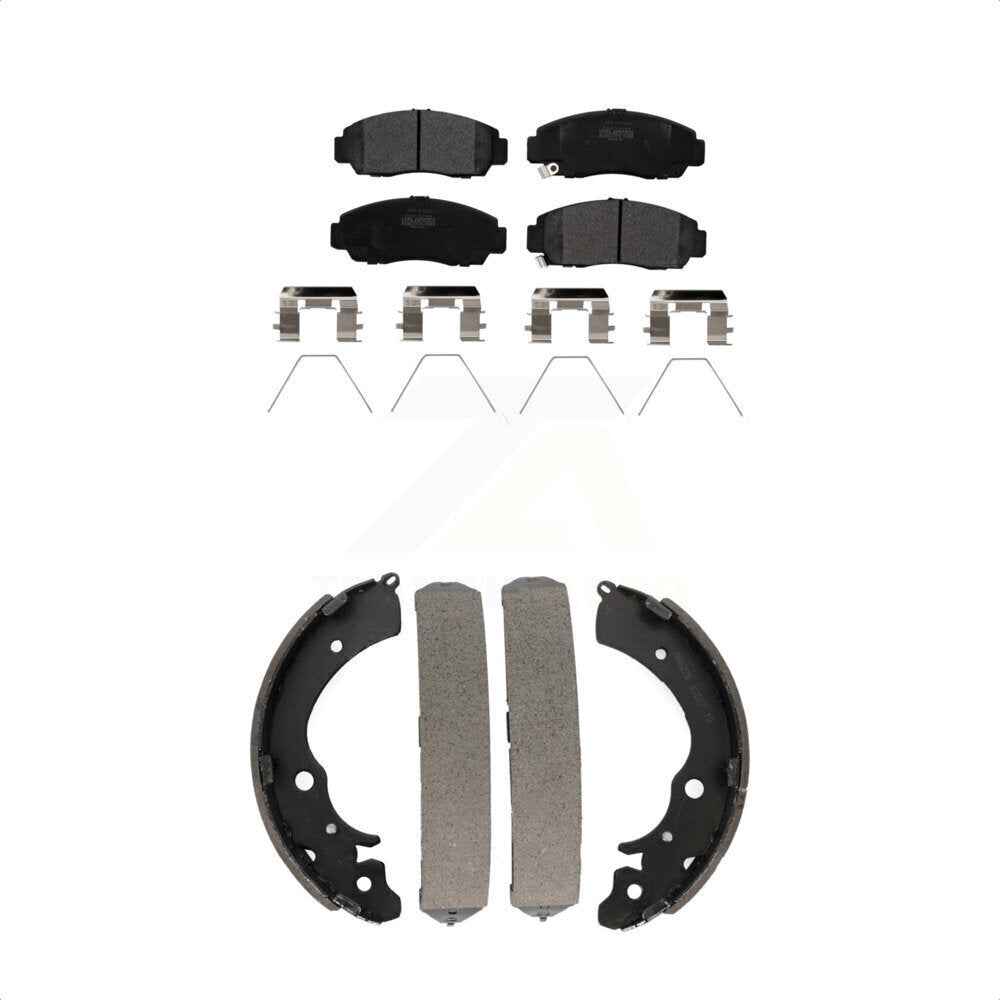 Front Rear Semi-Metallic Brake Pads And Drum Shoes Kit For Honda Civic KFN-100035 by Transit Auto