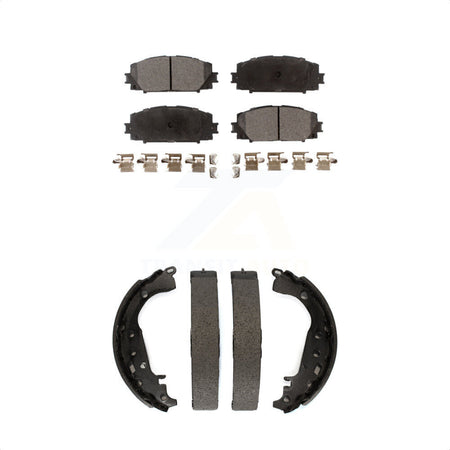Front Rear Semi-Metallic Brake Pads And Drum Shoes Kit For 2014 Toyota Prius KFN-100210 by Transit Auto