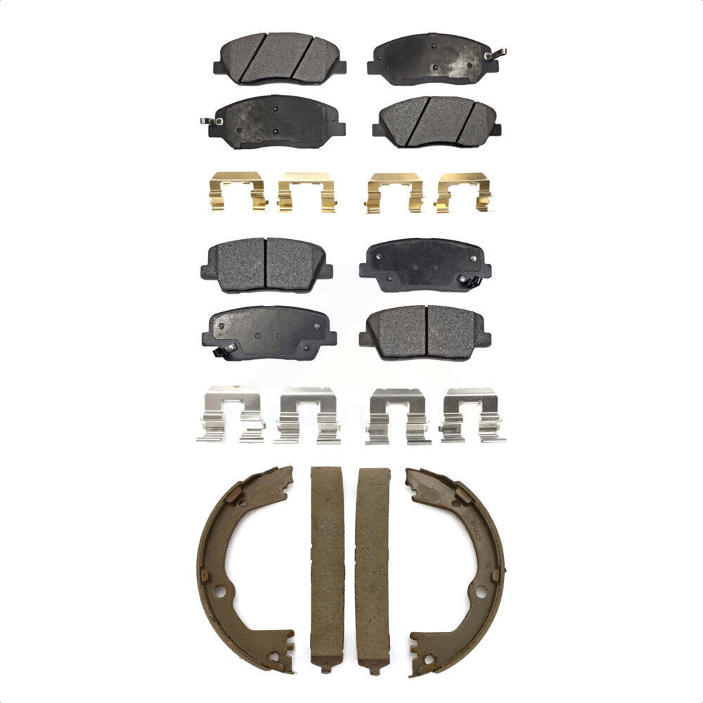 Front Rear Semi-Metallic Brake Pads And Parking Shoes Kit For Hyundai Santa Fe XL 3.3L KFN-100640 by Transit Auto