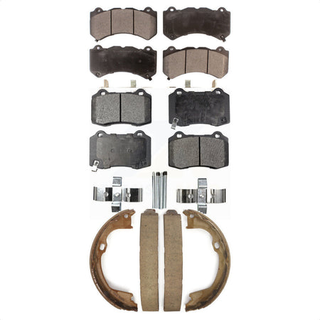Front Rear Semi-Metallic Brake Pads And Parking Shoes Kit For Jeep Grand Cherokee Dodge Durango KFN-100744 by Transit Auto
