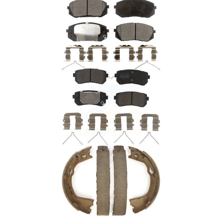 Front Rear Semi-Metallic Brake Pads And Parking Shoes Kit For 2016 Kia Optima LX EX 1.6T KFN-100801 by Transit Auto