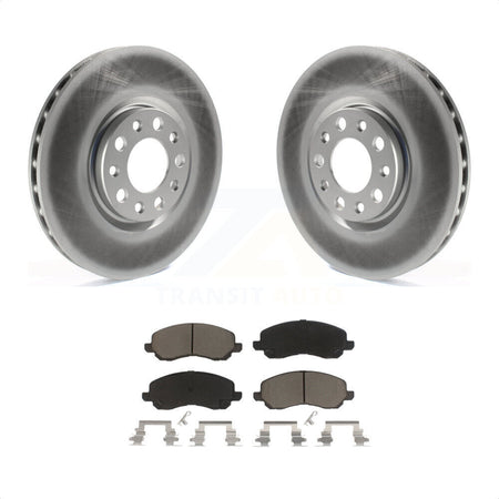 Front Coated Disc Brake Rotors And Ceramic Pads Kit For 2017 Jeep Compass With 305mm Diameter Rotor KGC-100150 by Transit Auto