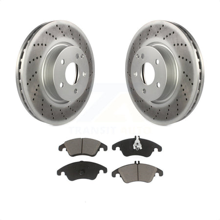 Front Coated Disc Brake Rotors And Ceramic Pads Kit For Mercedes-Benz E350 C300 C350 E400 E250 SLC300 KGC-100174 by Transit Auto