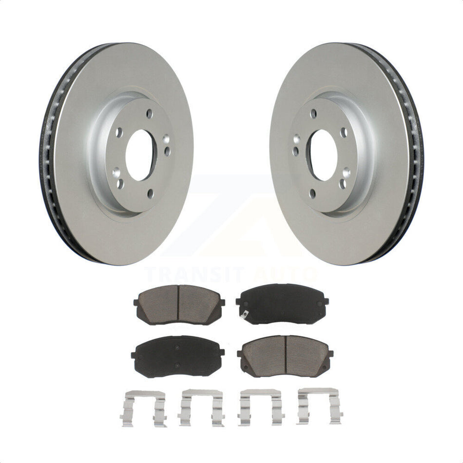 Front Coated Disc Brake Rotors And Ceramic Pads Kit For Hyundai Tucson Kia Sportage Soul EV KGC-100337 by Transit Auto