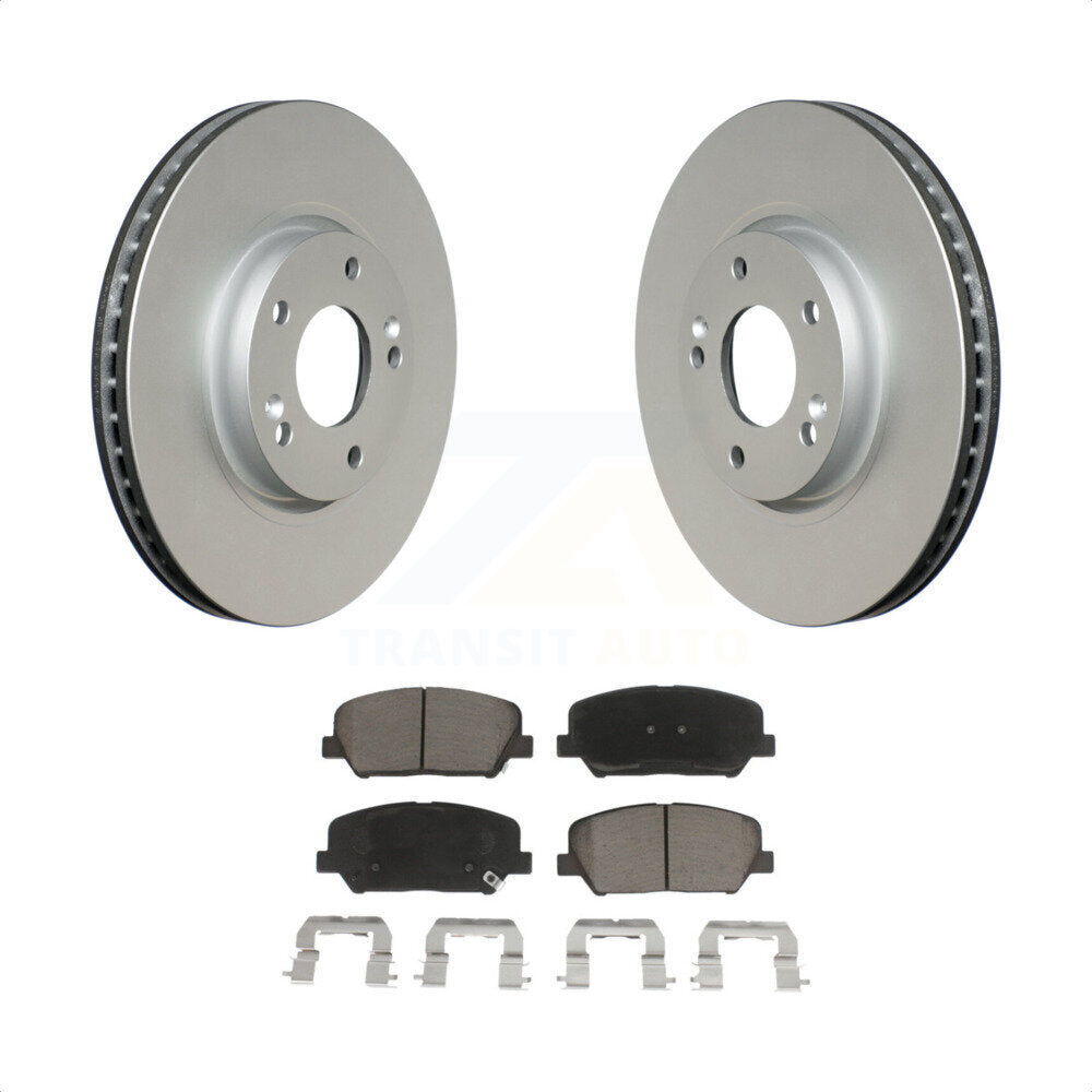 Front Coated Disc Brake Rotors And Ceramic Pads Kit For Kia Forte Forte5 Koup KGC-100339 by Transit Auto