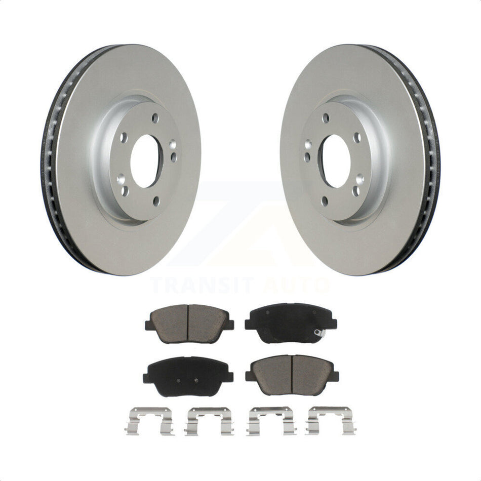 Front Coated Disc Brake Rotors And Ceramic Pads Kit For Hyundai Sonata Kia Optima KGC-100345 by Transit Auto