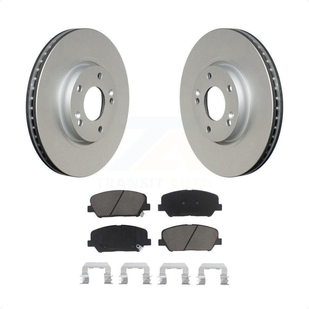 Front Coated Disc Brake Rotors And Ceramic Pads Kit For Hyundai Veloster Kia Forte Koup KGC-100347 by Transit Auto