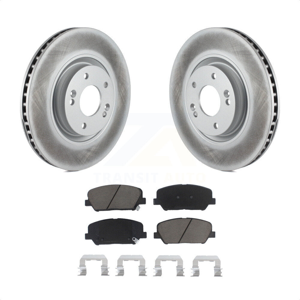 Front Coated Disc Brake Rotors And Ceramic Pads Kit For 2011-2015 Kia Optima 2.0L KGC-100351 by Transit Auto