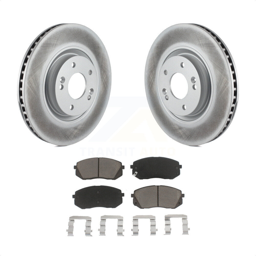 Front Coated Disc Brake Rotors And Ceramic Pads Kit For Hyundai Tucson Sonata Kia Cadenza KGC-100352 by Transit Auto