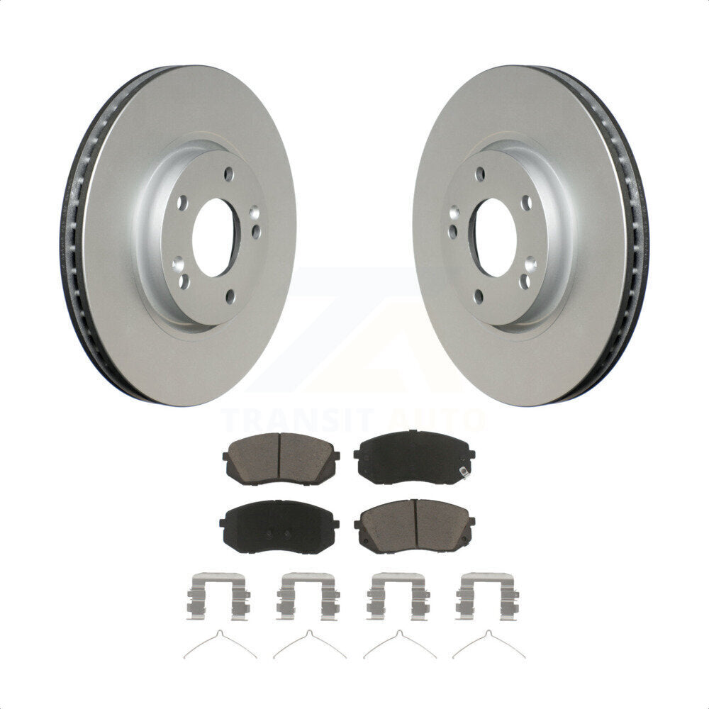 Front Coated Disc Brake Rotors And Ceramic Pads Kit For 2016 Hyundai Sonata FULL HYBRID EV-GAS (FHEV) engine KGC-100358 by Transit Auto